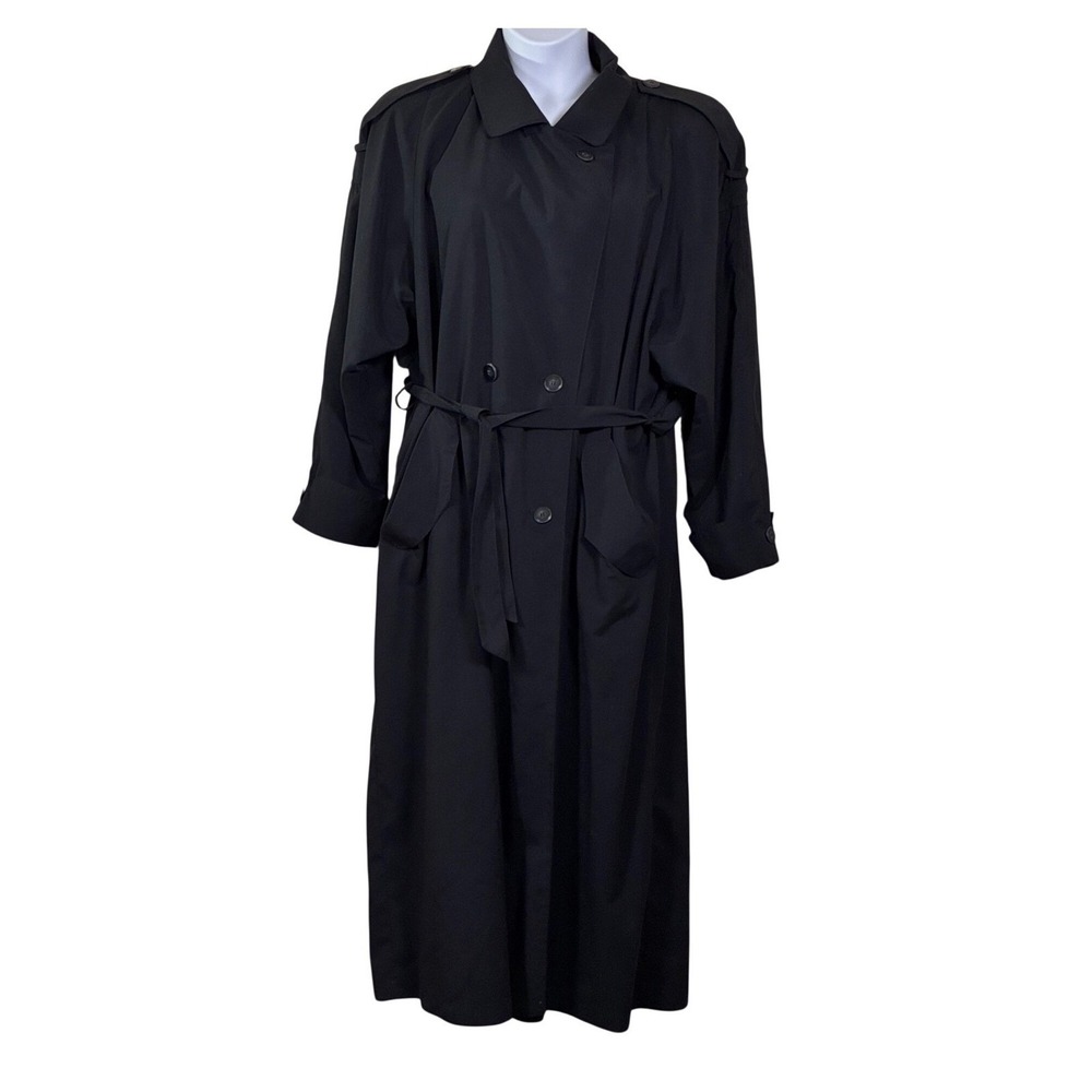 Gallery Trench Coat 16 Black Vintage belted double breasted minimalist retro 80s